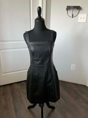Abercrombie & Fitch Brown Faux Leather Dress Overall size Medium